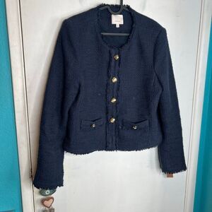 Cinq a Sept 5a7 Christie navy tweeted gold buttons